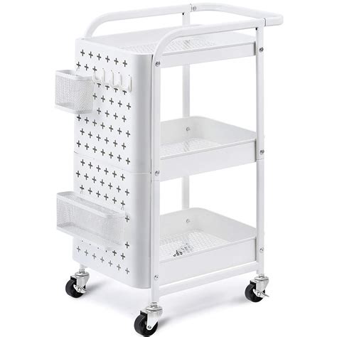 Buy Kingrack Tier Rolling Cart Metal Utility Cart With Pegboard