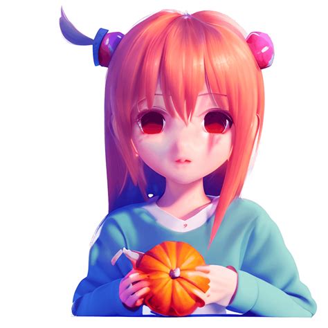 Anime Girl With Pumpkin Popsicle · Creative Fabrica