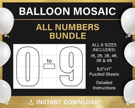 Mosaic Ft All Letters Numbers Bundle Templates Mosaic From Balloons