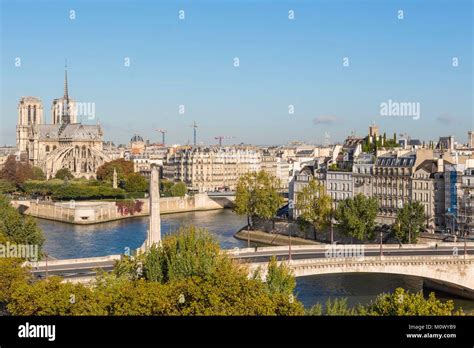 France,Paris,area listed as World Heritage by UNESCO,Ile de la cite with Notre Dame Cathedral ...