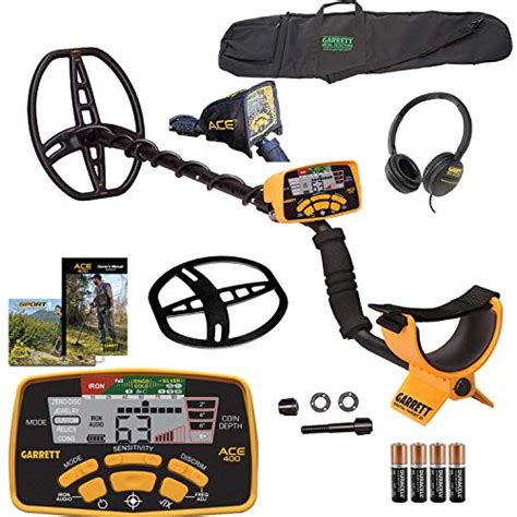 Garrett ACE 400 Metal Detector with DD Waterproof Search Coil and Carry ...