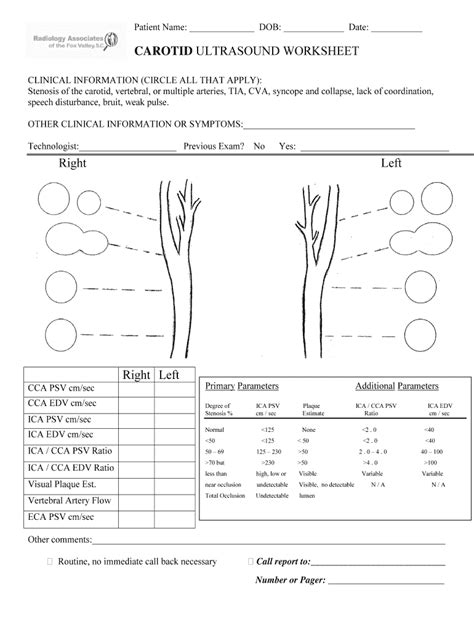 Carotid Ultrasound Worksheet Fill Online Printable Fillable Blank Pdffiller