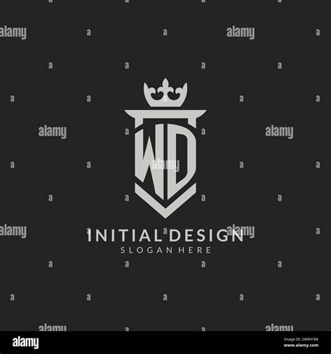 Initial WD Shield And Crown Logo Style Vector Graphic Stock Vector