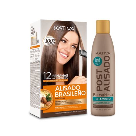 Kativa Pack Ahorro Kit Alisado Brasileño Champú Post Alisado