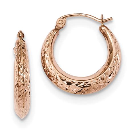 Primal Gold Karat Rose Gold Textured Hollow Hoop Earrings Walmart