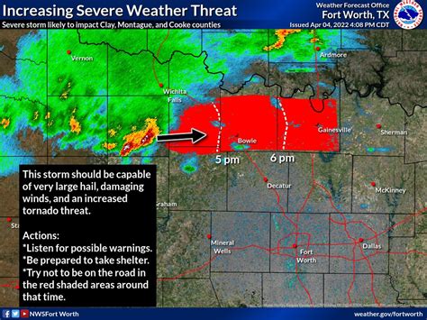 Nws Fort Worth On Twitter 4 10 Pm A Severe Thunderstorm Near Archer City Is Entering A More