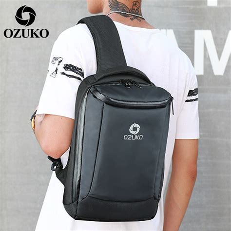 Ozuko Sacoche Bandouli Re Pour Hommes Sac De Poitrine Oxford Pour