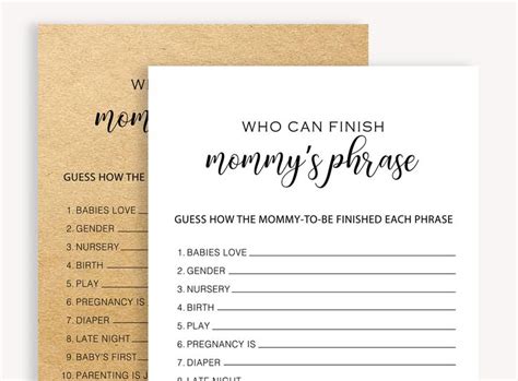 Who Can Finish Mommy S Phrase Baby Shower Game Finish Mommy S Phrase