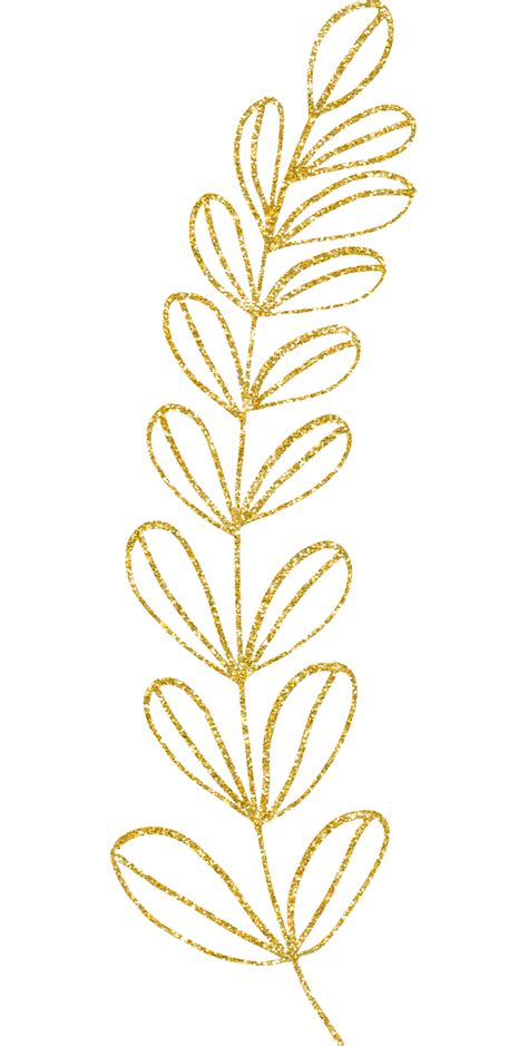 Gold Gliter Flower And Leaf 10230940 PNG