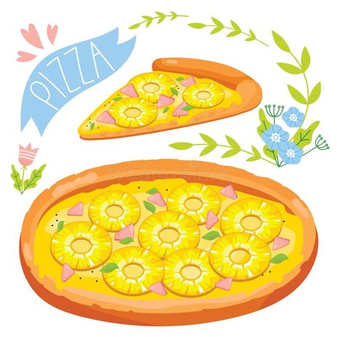 Pineapple Pizza Slice Stock Vector Illustration Of Cartoon 122451874