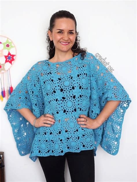 Poncho Con Granny Square A Crochet Granny Square Crochet Poncho