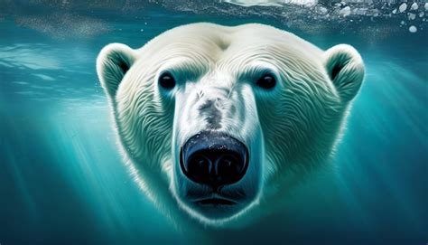 Premium AI Image Polar Bear Underwater Closeup