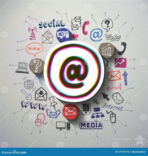 Social Media Collage With Icons Background Stock Vector Illustration