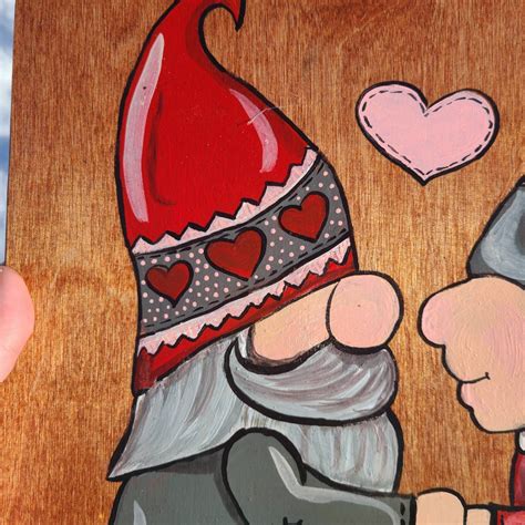 Valentines Gnomes Painted On Wood Gnome Wall Hanging Gnome Etsy