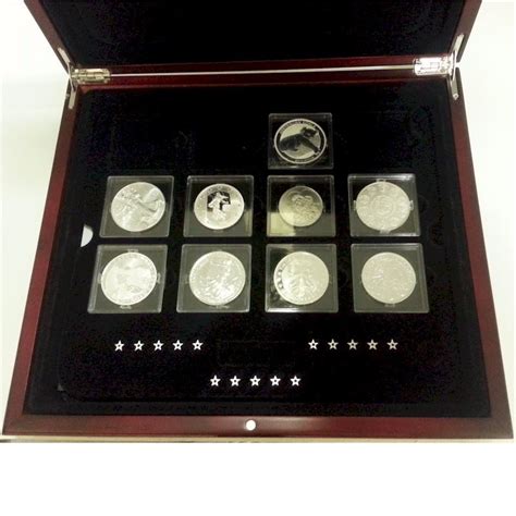 2012 Fab15 The Worlds Most Famous Silver Coin” Cherry Wood Display