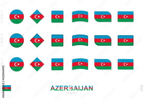 Azerbaijan Flag Set Simple Flags Of Azerbaijan With Three Different Effects Stock Vector