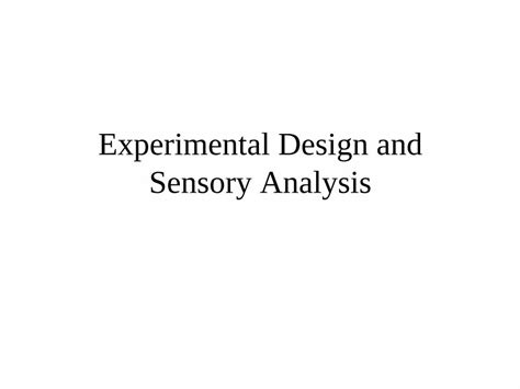 Pdf Experimental Design And Sensory Analysis Dokumen Tips