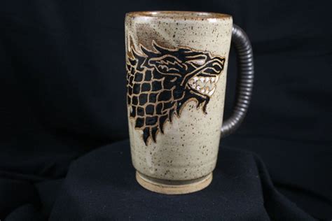 Game Of Thrones Stark House Mug By Saltyearthpottery On Etsy Beer