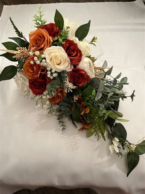 Wedding Bouquet Rust Orange Bouquet Cascading Bride Bouquet