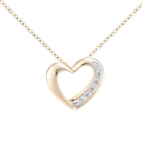 Sparkld Ct Yellow Gold Ct Diamond Heart Pendant Necklace Sparkld