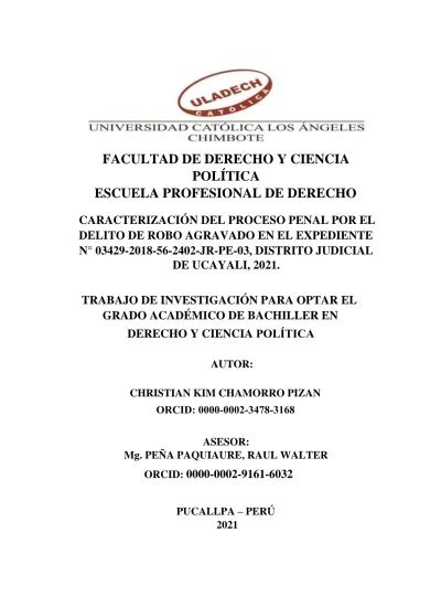 Caracterizaci N Del Proceso Penal Por El Delito De Robo Agravado En El