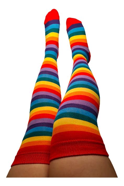 Calcetines Largos De Rayas De Arcoíris Multicolor Mercado Libre