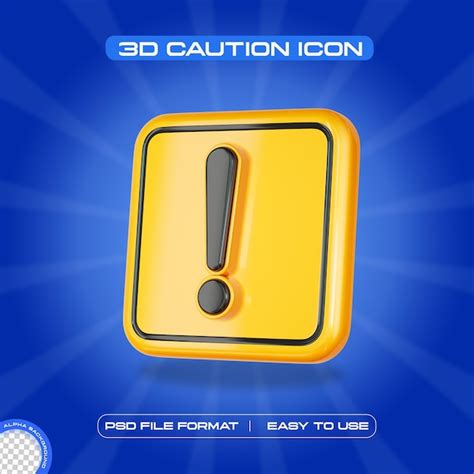 Premium Psd Caution Symbol Icon Isolated D Render Illustration