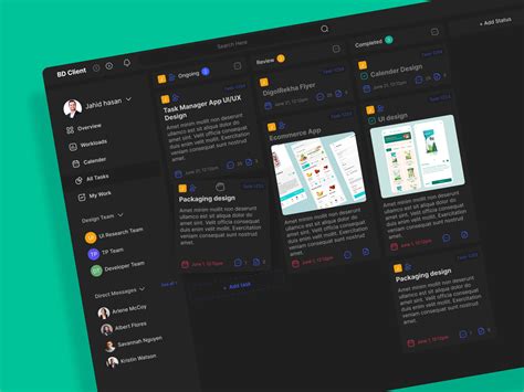 Dark Task Management Dashboard By Md Jahid Hasan Joy On Dribbble