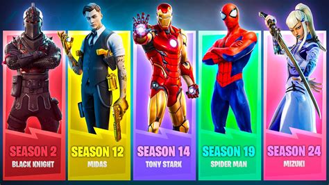 Evolution Of Fortnite Tier 100 Battle Pass Skins Chapter 1 Season 1 Chapter 4 Season 2 Youtube