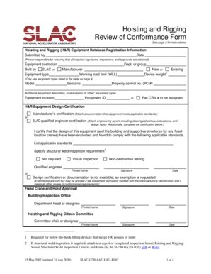 Fillable Online Group Slac Stanford Hoisting And Rigging Review Of