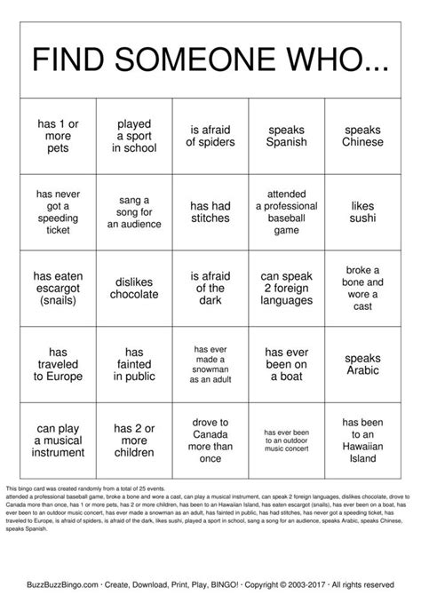 Ice Breaker Bingo Template