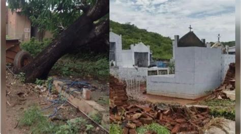 Forte chuva provoca estragos em cemitério e derruba árvore no Riacho