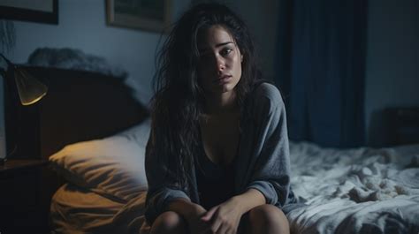 Premium Ai Image Depressed Woman Lying In Bed Cant Sleep Late At Morning With Insomnia