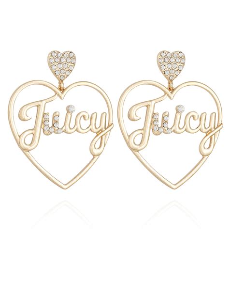 JUICY COUTURE Rhinestone Heart Earrings - GOLD | Tillys