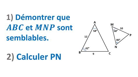 EXERCICE 1 DÉMONTRER QUE DEUX TRIANGLES SONT SEMBLABLES 3ÈME ANNÉE