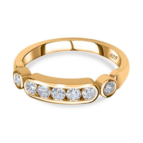 Moissanit Ring 925 Silber Gelbgold Vermeil 0 49 Ct SHOPLC