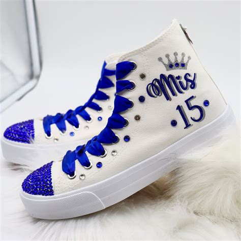 Mis Quince Anos Elegant Blue Gold Quinceanera High Top Sneakers Zazzle