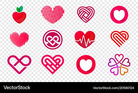 Heart Logos Set Abstract Icons Royalty Free Vector Image