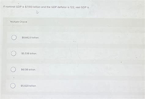 Solved If Nominal Gdp Is Billion And The Gdp Chegg