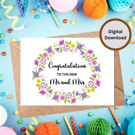 Congratulation To Mr And Mrs Digital Card Printable Wedding Etsy