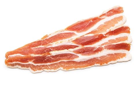 Premium Photo Smoked Bacon Strips Isolated On White Background