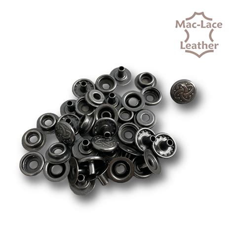 Regular Celtic Press Studs Black Antique Pack Of 10 Mac Lace Leather