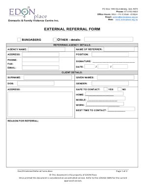 Fillable Online Edonplace Org Doc External Referral Form Fax Email