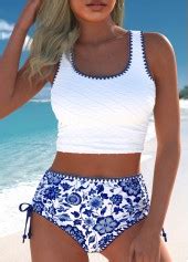 Scoop Neck Drawstring Royal Blue Bikini Set Modlily USD 33 98