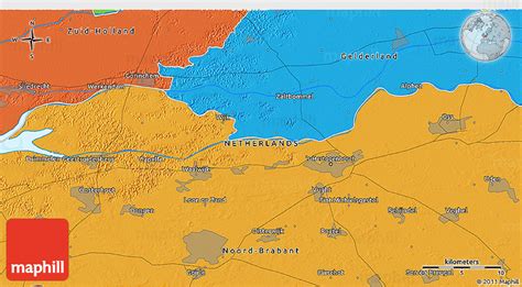 Political 3D Map of Waalwijk