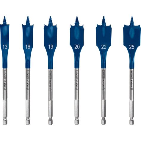 Bosch Expert 6 Piece Self Cut Speed Wood Flat Bit Set Flat Drill Bits