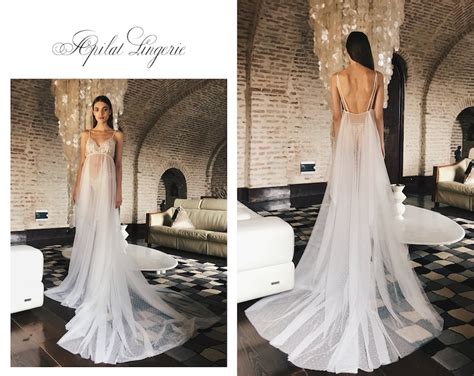 Bridal Lingerie Wedding Night Long See Through Nightgown With Lace