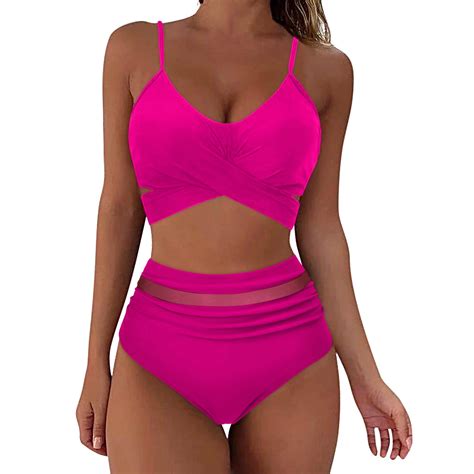 ZMHEGW Womens Swimsuits Mesh Bikini Sexy Push Up Two Piece Vintage Two