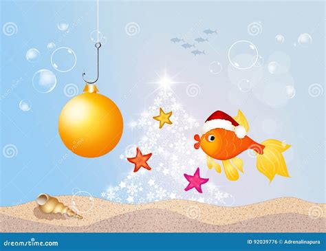 Red Fish At Christmas Stock Illustration Illustration Of Nice 92039776