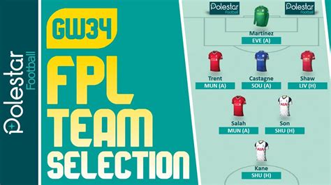 FPL GW34 TEAM SELECTION Gameweek 34 Fantasy Premier League Tips